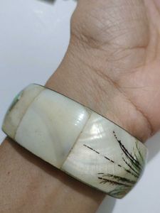 Vintage Peacock Feather Bangle Bracelet
