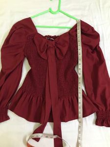 Cute Maroon Top With Ribbon Bust 32-34