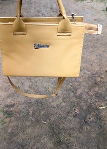 Tan Leather Top Handle Bag