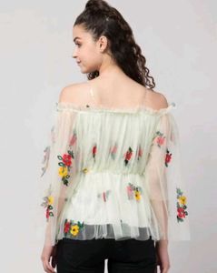 Floral Embroidered Off-Shoulder Top