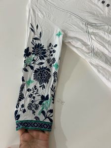 White Floral Printed Aline Top