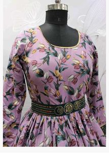 Floral Printed Semi-stitched Anarkali Gown