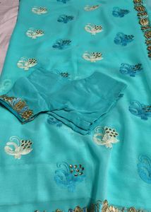 Elegant Aqua Blue Saree