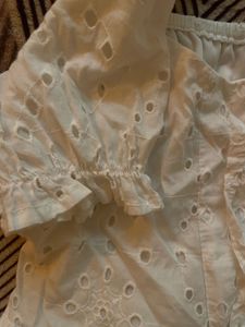 White Cotton Baby Doll Crop Top