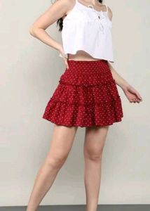 Red Polka Dot Tiered Skirt