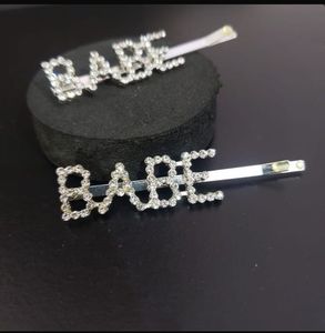 BABE Rhinestone Hair Clips