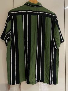Mens Olive And Black Stripes Shirt