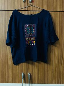 Beautiful Print Navy Blue Top