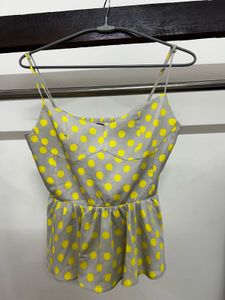 Polka Dot Peplum Cami Top