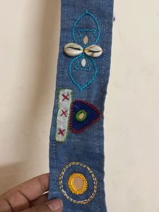 DESIGNER DEMIN HANDWORK BLOUSE WITH BELT