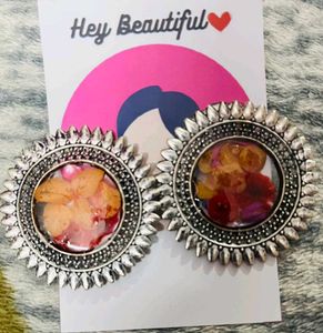 Floral Pressed Flower Statement Earrings