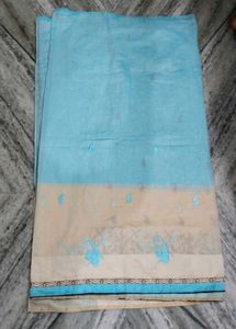 Elegant Blue &amp; Cream Saree