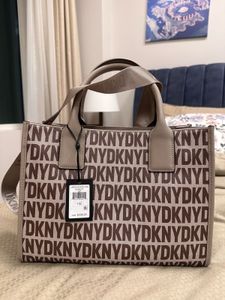 DKNY Typography Printed Leather Bag