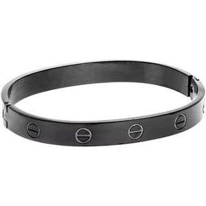 Silver And Black Bangle Bracelet