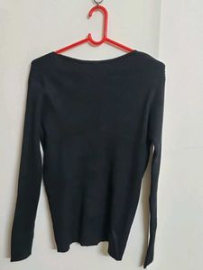 Black V-Neck Knit Sweater