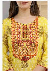 Yellow Embroidered Kurta