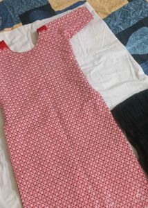 Pink &amp; White Color Ka Kurta And Black Long Skart💃