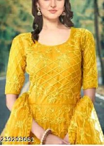 Elegant Gold Butterfly Anarkali Kurti