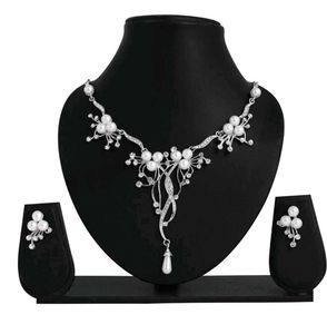 Rhodium Pearl Jewel Set
