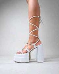 White Tie Up / Tied Platform Heels 🤍