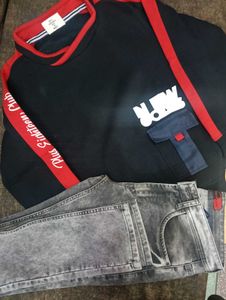 Stylish Black Sweatshirt & Jeans