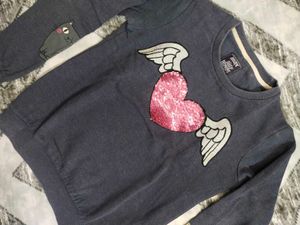Cute Heart Sequin Sweatshirt
