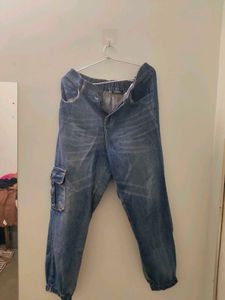 Blue Denim Cargo Joggers