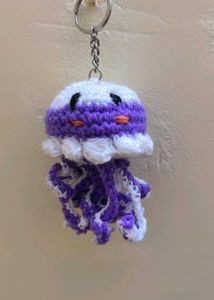 crochet jellyfish keychain