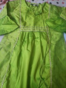 Branded Green Silk Kurta With Sharara