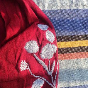 Red Embroidered Long Sleeve Top