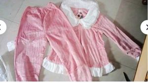 Cute Pink Fluffy Warm Pajama Set