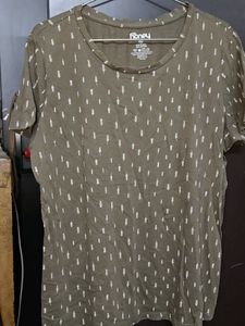 Olive Green Printed Tee