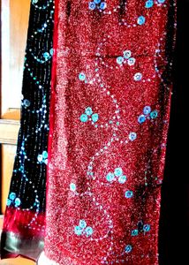 Sparkling Red &amp; Black Saree