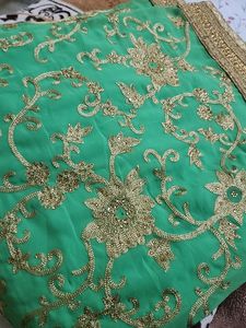 Saree With Chiffon Material Zari Work