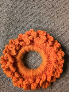 Handmade Orange Crochet Scrunchie