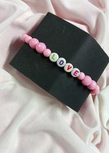 Pink &#39;Love&#39; Beaded Bracelet