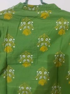 Green Printed Cotton Kurta
