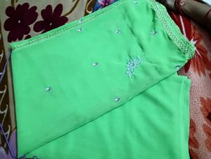 Green Embroidered Saree