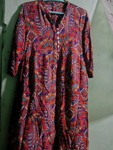 Red Ethnic Print Dress