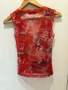 Beautiful Floral Print Mesh Top