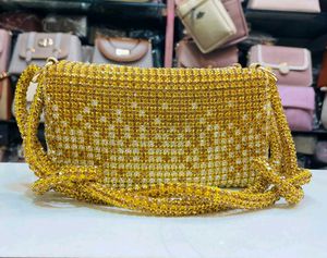 gold Rhinestone Embellished Evening Bag