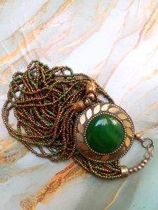 Beaded Green Stone Necklace