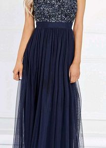 Elegant Navy Blue Sequin Dress