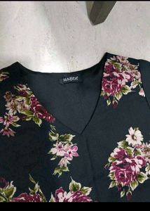 Floral Print Black Midi Dress