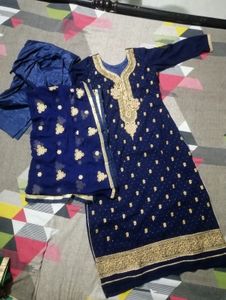 Blue Embroidered Kurta Set