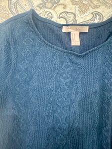 Navy Blue Womens Crop Top With Sleeves