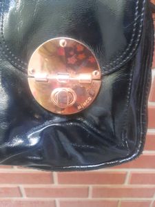 Mimco Black Patent Leather Shoulder Bag
