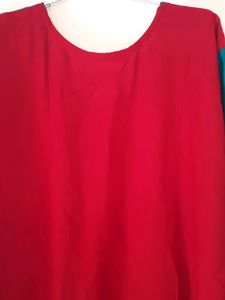Bright Red And Green Embroidered Kurta