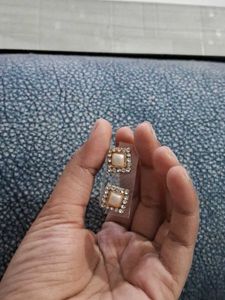 Pearl & Rhinestone Square Stud Earrings