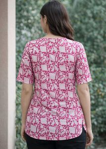 Pink Printed Casual Top